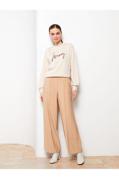 LC Waikiki Women's Elastic Waist Comfortable Straight Trousers