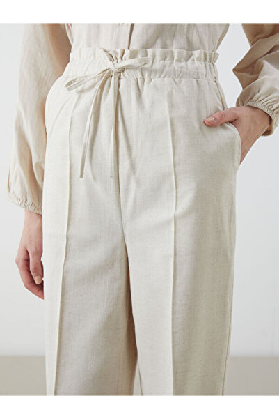LC Waikiki Women's Linen Blended Pants with Elastic Waist