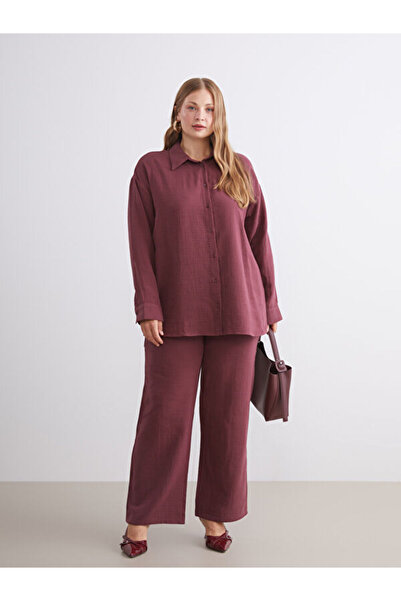 LC Waikiki Elastic Waist Textured Muslin Women's Trousers