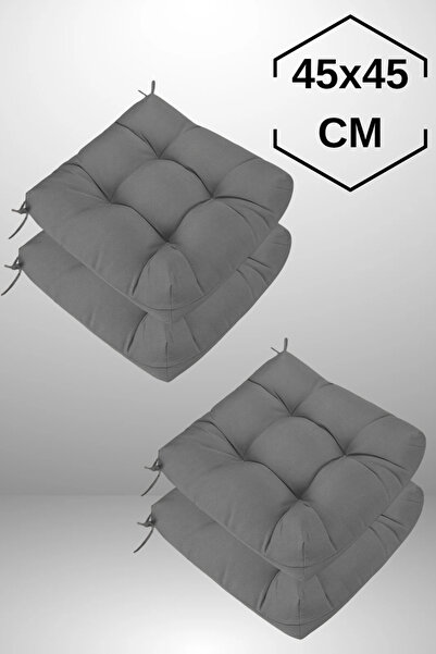 MoMMe Sandalye Minderi KIRIK KÖŞELİ 45x45 Cm Gri Renk 4 Adet