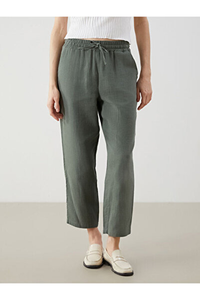 LC Waikiki Straight Muslin Women's Trousers with Elastic Waist