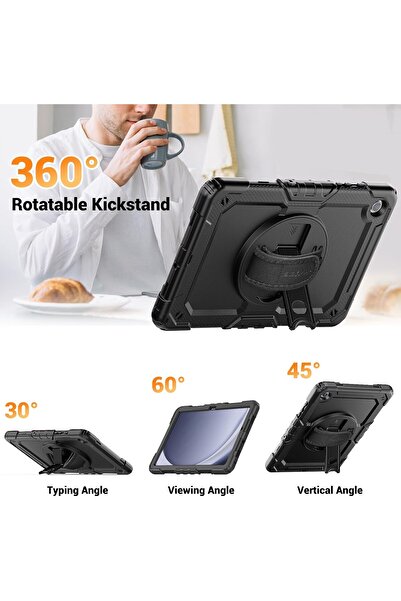 HYX Case for Samsung Galaxy Tab A9 Plus 11" (2023) - Shockproof, 360° Stand, Black