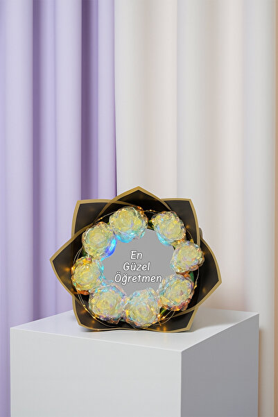 Zemtigo Öğretmenler Günü Led Işıklı Aynalı Sonsuzluk Gülü Buketi En Güzel Öğr...