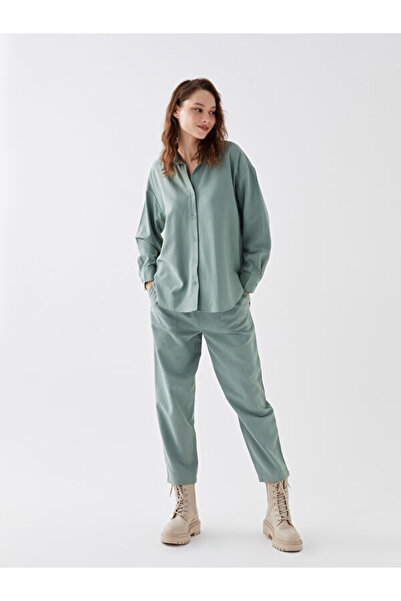 LC Waikiki Plain Linen Blend Women's Trousers with Elastic Waist