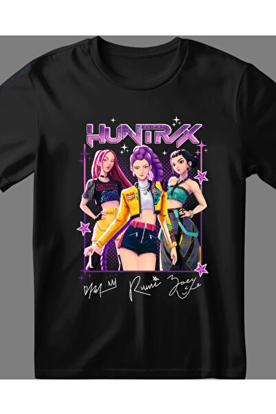 barsdepo تي شيرت Huntrix مطبوع، قصة فضفاضة تي شيرت للجنسين للأطفال / البالغين...