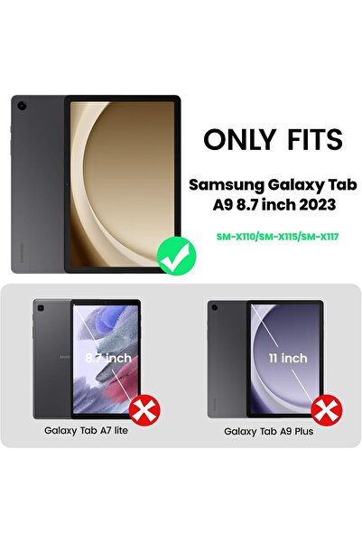 HYX Case for Samsung Galaxy Tab A9 8.7 (2023) - Shockproof with Screen Protector, 360° Rotating