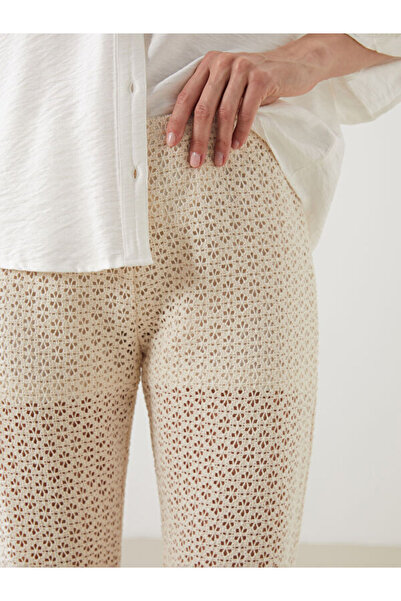 LC Waikiki Elastic waist Lace-Like Knit women pants