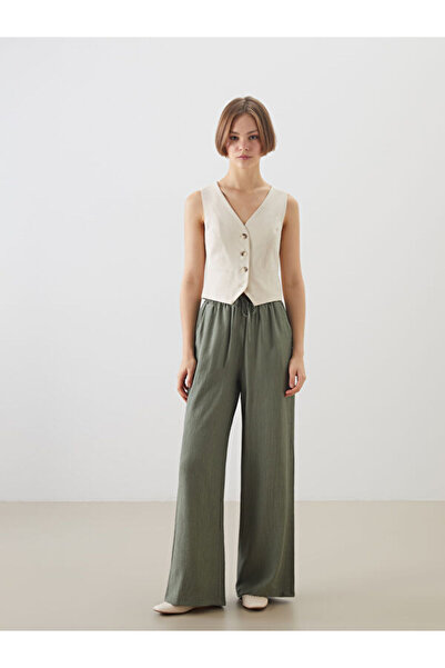 LC Waikiki Wide Leg Women's Trousers with Elastic Waist