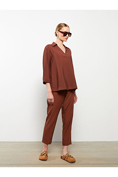 LC Waikiki Women's Elastic Waist Comfortable Straight Trousers