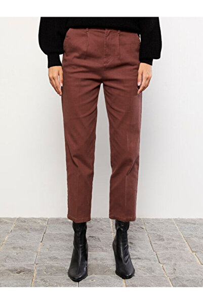 LC Waikiki Standard Fit Straight Gabardine Women's Trousers with Elastic Waist