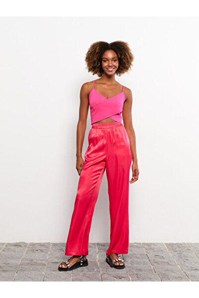 LC Waikiki Plain Satin Women's Trousers with Elastic Waist