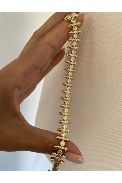 Butik XUping 14K Aralıklı Taşlı Ok Model Çelik Bileklik