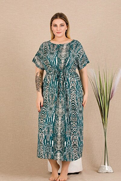 lidofya Multi-Colored Waist Drawstring Plus Size Nightgown