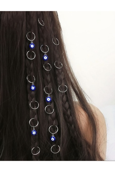hbtasarim Hair Ring with Evil Eye 🧿 🪬 Hair Ring 16 Pieces 🌸