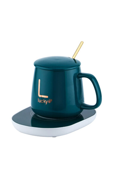 LUCKY heated ceramic mug with warmer (green)