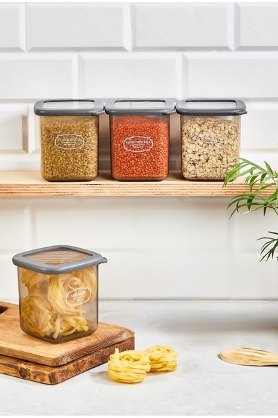 Sungroup ROYAL Τετράγωνα Δοχεία Αποθήκευσης Τροφίμων 4 Τεμαχίων 800 ml, Ανθρακί