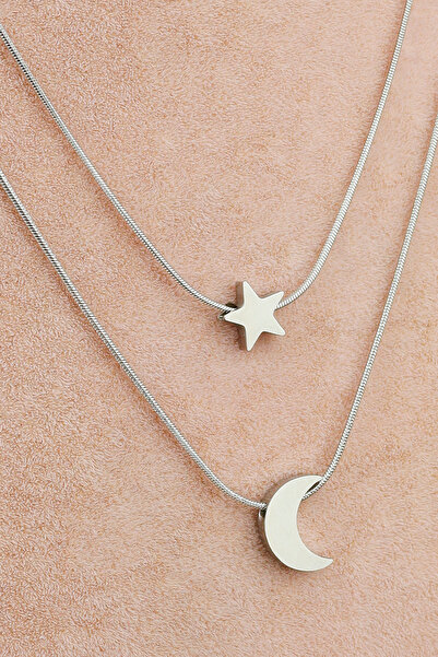 Keyifli Hayaller 316L Ay Yıldız 2li Kombin Birleşik Silver Kararmaz Çelik Zin...