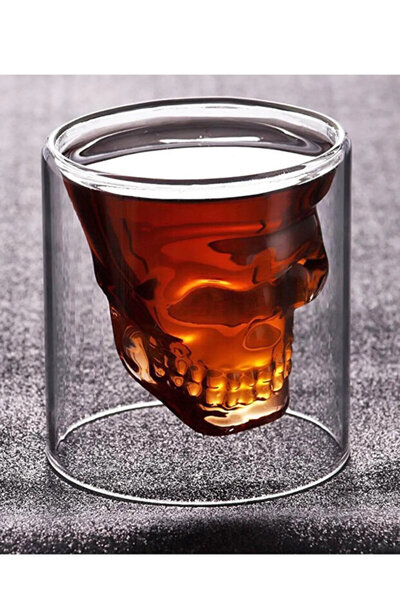 RSI Home Double Wall Glass with Skull Design Coffee Soft Drink Cocktail Glass 75 ml Glass