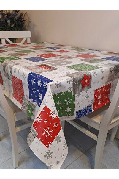 Başak Ev Tekstili New Year Patterned Fiber Pvc Tablecloth – Erasable and Waterproof Oilcloth