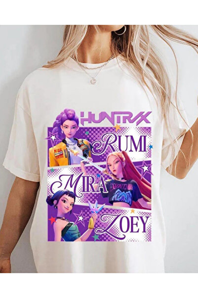 barsdepo Huntrix Baskılı Tişört, Oversize Unisex Tişört Çocuk / Yetişkin
