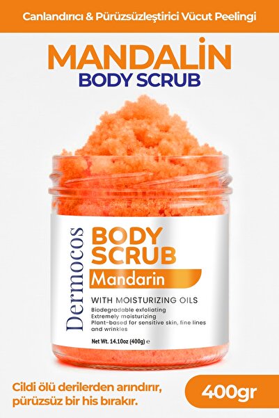 Dermocos Mandalina Body Scrub 400g – Cildi Arındıran, Canlandırıcı ve Nemlend...