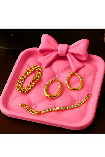 SLM Bow Jewelry Tray Vanity Organizer Pink