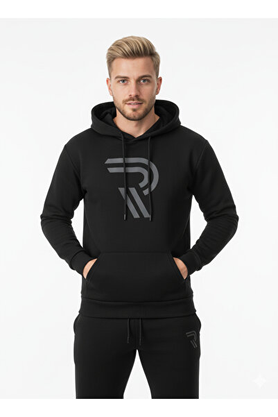 NİCE Unisex R Printed Hooded Sweatshirt and Jogger Sweatpants - Bottom Top Set