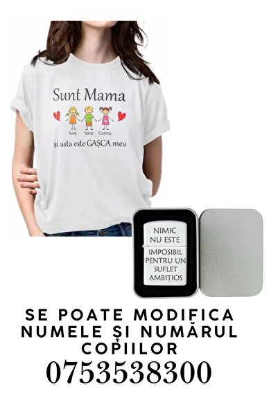 CrisPrint Personalized Gift Set: "My Gang" T-Shirt with Children's Name + Premium Lighter with Motivational Message