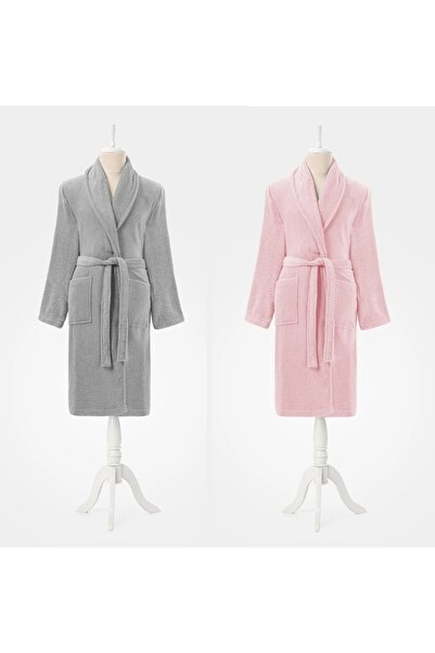 Özdilek Colorist Family Bathrobe Set Silver-Pink