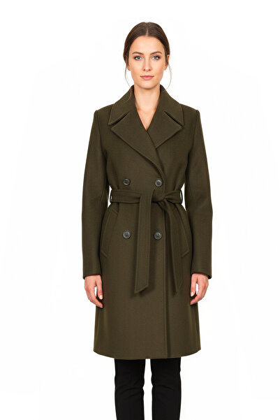 Soydan Güner Kadın Yünlü Kısa Kruvaze Kaban Haki 1480