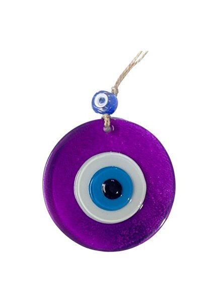 Genel Markalar Şeffaf Mor Nazar Boncuklu Duvar Süsü 10 Cm Cam Duvar Dekoru