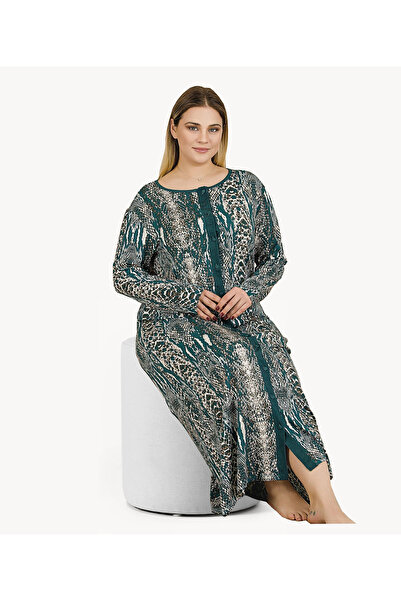 lidofya Multi-Colored Button-Down Plus Size Nightgown