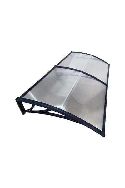 MAPROFI Door canopy 200x60cm awning shelter roof black-transparent