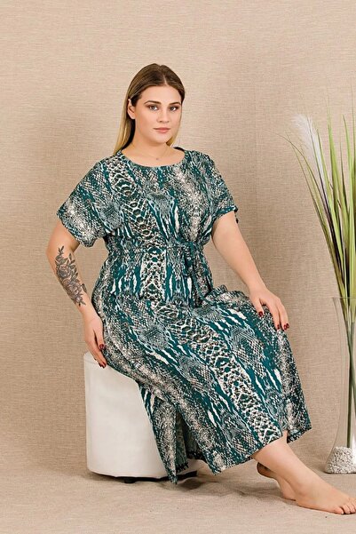 lidofya Multi-Colored Waist Drawstring Plus Size Nightgown