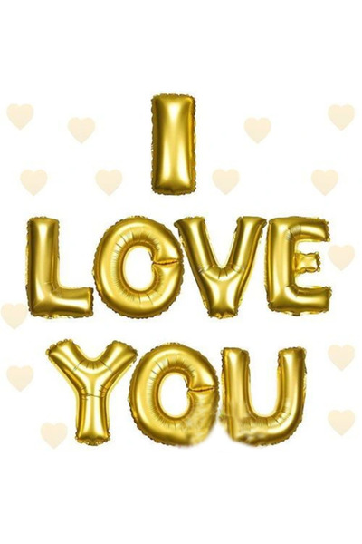 CT STONES I Love You Foil Balloon Gold Color 35 Cm