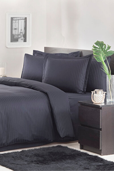 Özdilek Set de lenjerie de pat din satin dublu Line, negru