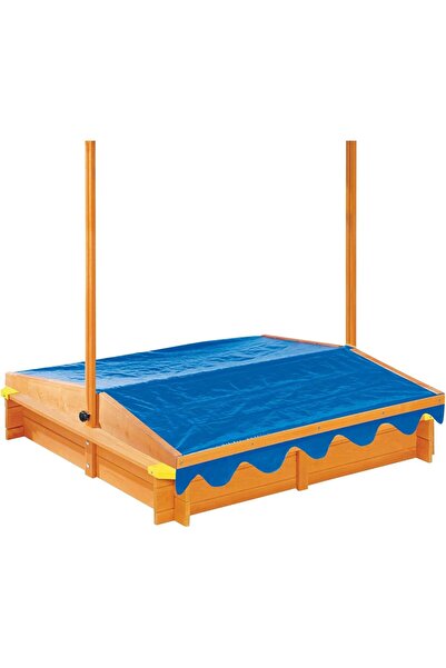 Playtive Junior Sandpit with Sun Shade & Ice Cream Parlour large wooden sandbox digging box