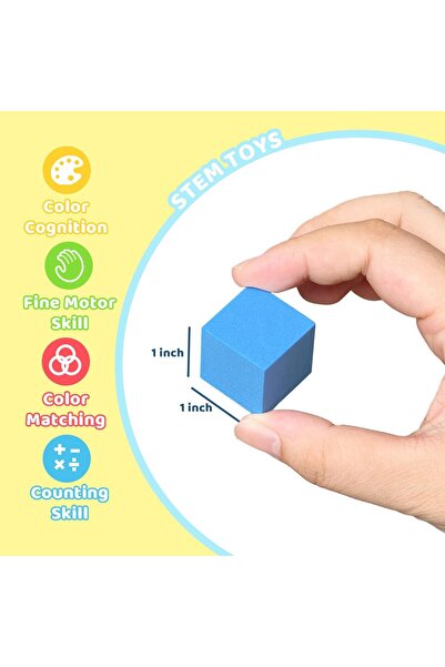 Pairez Toys 105 pcs. soft foam counting blocks, rainbow color, 2.5 cm - manipulative materials for