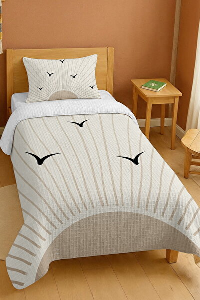 EVPANYA طقم بيكيه فردي بنمط طيور النورس الطائرة في الشمس مصنوع من القطن بنسبة 100%