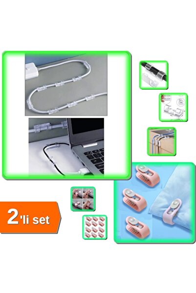 HerEveOyuncak 20 Adet Kablo Sabitleyici Klipsler + 4 Adet Mandallı İğnesiz Yo...