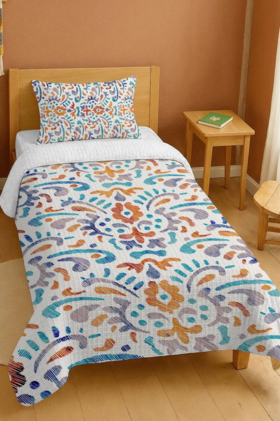 EVPANYA Σετ μονόκλινο πικέ με μοτίβο 100% βαμβακερό τιρκουάζ πορτοκαλί