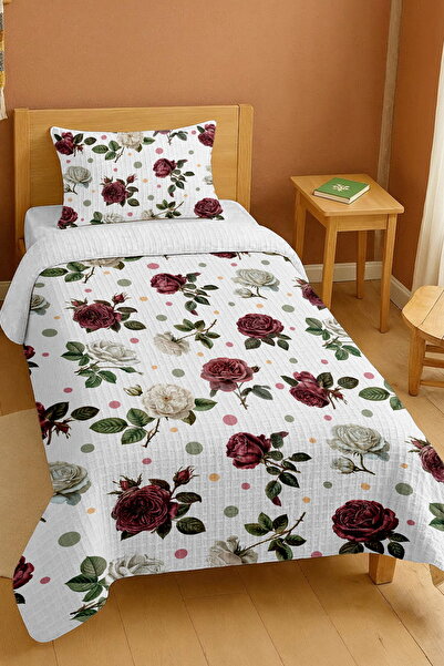 EVPANYA طقم بيكيه فردي منقوش بنقاط وردية من القطن 100%