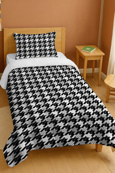 EVPANYA طقم بيكيه فردي بنقشة هاوند هاوند مصنوع من القطن بنسبة 100%