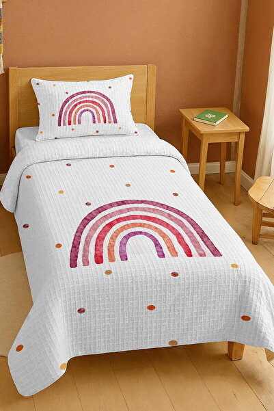 EVPANYA 100% Cotton Pink Rainbow Patterned Single Pique Set