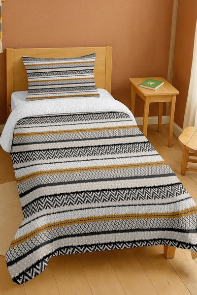 EVPANYA طقم بيكيه فردي بنمط إيكات ملون مصنوع من القطن بنسبة 100%