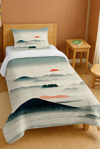 EVPANYA bumbac 100% Set de pătură pentru o persoană cu model Silent Sunrise