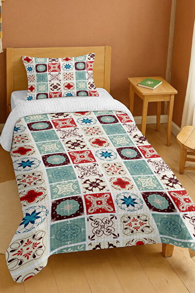 EVPANYA bumbac 100% Set de pătură pentru o persoană cu model de țiglă în nuan...