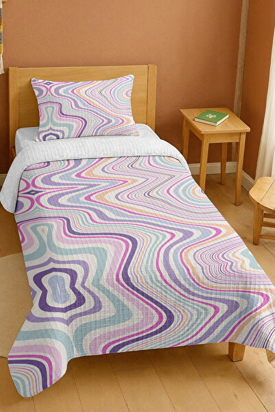 EVPANYA طقم بيكيه فردي بنمط تدفق الباستيل مصنوع من القطن بنسبة 100%