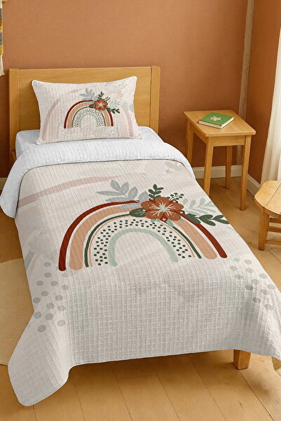 EVPANYA طقم بيكيه فردي بنمط قوس قزح وزهور بوهيمية مصنوع من القطن بنسبة 100%