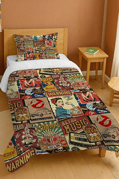 EVPANYA طقم بيكيه فردي بنمط ملصقات عتيقة مصنوع من القطن بنسبة 100%